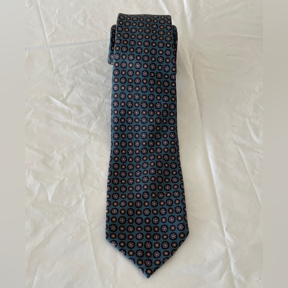 RUBINACCI NAPOLI Men’s Silk Unlined Tie In Blue W A Geometric Pattern NWT